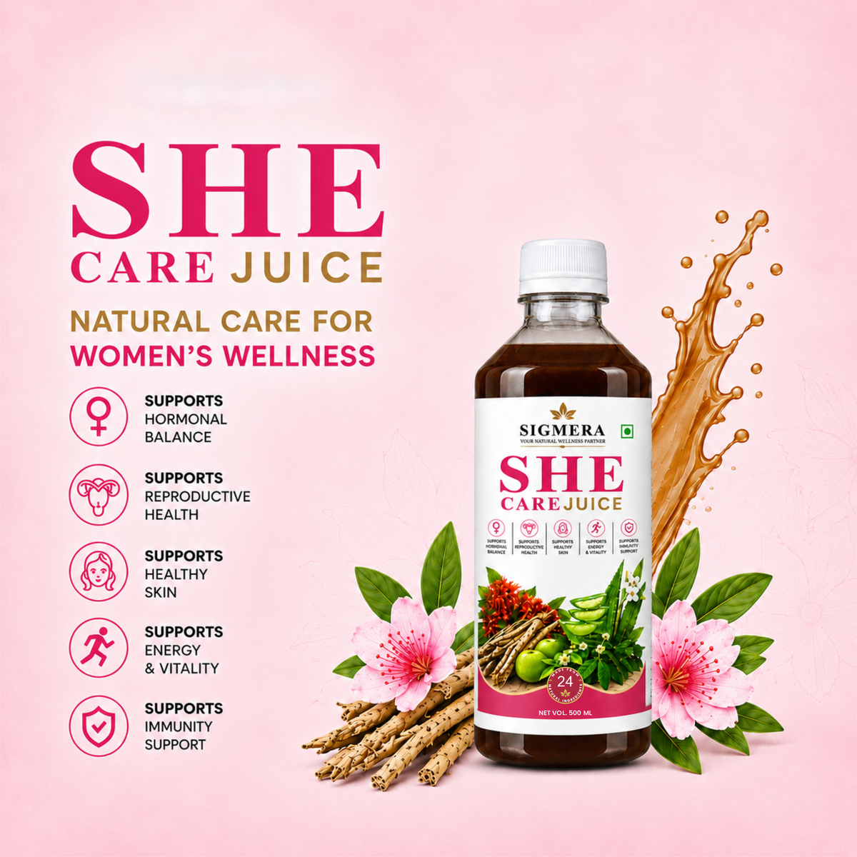 SHE CARE JUICE 500ML | FOR HORMONAL BALANCE & WOMEN'S WELLNESS